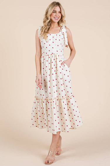 Plus Strawberry Tiered Midi Sundress